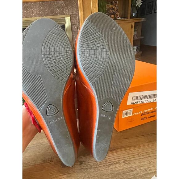 AGL Orange Leather Slip-On Platform Sandals 38.5/8 - Picture 3 of 7
